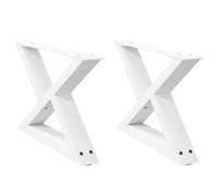 Drillkyn Lot de 2 pieds de table basse blancs en acier revêtu par pulvérisation 60 x (30-31,3) cm avec réglage en hauteur réglable et plaque de montage pour une fixation stable sur la table basse dans