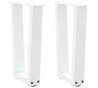 Drillkyn Lot de 2 pieds de table basse en forme de V en acier revêtu par pulvérisation Blanc 28 x (42-43,3) cm avec réglage de la hauteur réglable et plaque de montage pour table basse, table