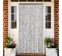 Drillkyn Rideau anti-mouches en chenille pour porte, sans bruit, avec crochets, anti-mouches, moustiques, guêpes, pollen, marron et beige 100 x 200 cm