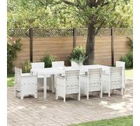 Drillkyn Table de jardin en polyrotin blanc - 250 x 100 x 73 cm - Table de terrasse résistante aux intempéries avec cadre en acier solide - Grande table à manger d'extérieur pour jardin, balcon
