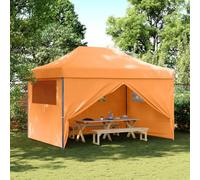 Drillkyn Tente de fête pliable pop-up avec 4 panneaux latéraux, orange, tente de jardin 410 x 279 x 315 cm, tente de réception avec cadre en acier et housse de pluie pour extérieur, terrasse, camping