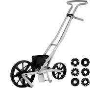 **Drillonneuse de graines - Aluminium+ABS - 6x plaques de semis - Réglable en hauteur - 78-84cm - Un rang - Dippel - Roue avant 6cm - Roue arrière 5cm - Idéal pour maïs, poireaux, épinards, carottes**