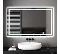 100x60cm Miroir Mural avec 30 Watt Eclairage, Miroir Salle de Bain d'Anti-Buée, Miroir Lumineux à Economie d'Energie, Lumière Blanc Froid 6400K +