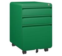 Dripex Bac à roulettes en métal en acier avec 3 tiroirs ou 2 tiroirs, armoire de bureau verrouillable, conteneur de bureau avec 5 roues (vert turquoise, 40 x 45 x 60 cm)