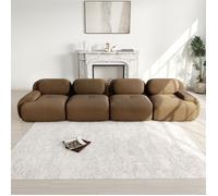 DRIPEX Canapé 4 places en velours côtelé doux,rembourrage élastique 32D,emballé sous vide,sans montage,Marron,388×103×70cm