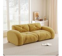 DRIPEX Canapé compressé modulable 2 places en chenille confortable,sans structure,mousse haute densité 32D,204*95*76cm,Jaune