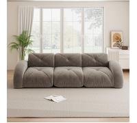 DRIPEX Canapé compressé modulable 3 places en chenille confortable,sans structure,mousse haute densité 32D,281*95*76cm,Marron