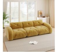 DRIPEX Canapé compressé modulable 3 places en chenille confortable,sans structure,mousse haute densité 32D,281*95*76cm,Jaune