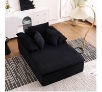 DRIPEX Canapé fauteuil longue moderne en velours côtelé Noir,canapé-lit Paresseux,fauteuil relax sans montage,177×122×92cm