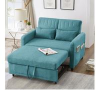 DRIPEX Canapé-lit Convertible 2 places,Canapé avec poche latérale,dossier réglable,tissu en coton et lin,Bleu vert