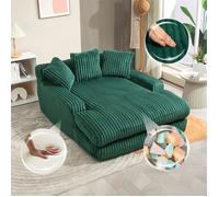 DRIPEX Canapé Paresseux moderne en velours côtelé avec 3 coussins moelleux,Canapé Lit,Canapé pouf, Vert,125×155×63cm