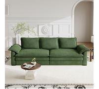 DRIPEX Grand Canapé 3/4 Places moelleux 265x84x88cm,Canapé en Velours Côtelé Vert avec 3 coussins de dossier et accoudoirs épais