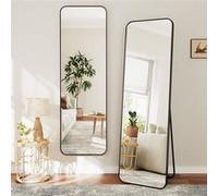 Dripex Grand Miroir 150×40cm avec Coins Arrondis, Miroir sur Pied ou Suspendu avec Cadre en Alliage d'Aluminium Idéal pour Dressing, Chambre à Coucher, Salon-Noir Noir