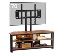 Dripex Meuble TV Bas avec Support et éclairage LED - Meuble d'angle - 106 x 45,5 x 36 cm - Marron