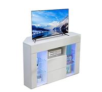 Dripex Meuble TV d'angle avec Lumières LED Brillant Convient pour Salon ou Chambre 100x68x40 cm, Blanc