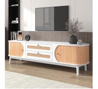 DRIPEX Meuble TV moderne Blanc,Armoire TV Brillante Salon,2 Portes 2 tiroirs,Buffet Blanc#2 portes + 2 tiroirs#170 x 39,5 x 46 cm