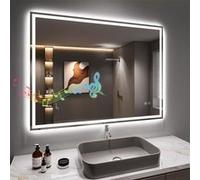 Dripex Miroir Chantant Salle de Bain avec éclairage 70x50cm, Miroir LED Anti-buée avec Bluetooth, Prise pour Rasoir, Miroir Salle de Bain Dimmable et 3 Couleurs Réglable, IP44 Étanchéité