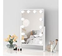 Dripex Miroir de Maquillage Lumineux 12 Ampoules Rotation à 360° Miroir Coiffeuse 3 Modes Luminosité Réglable 30 x 41 cm - Blanc