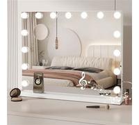 Miroir de Maquillage Lumineux 15 Ampoules LED avec Bluetooth Miroir Coiffeuse Lumineux Holleywood Contrôle Tactile Luminosité Réglable 58 x 45 cm -