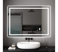 Dripex Miroir de Salle de Bain avec 20 Watt Éclairage, Miroir Anti-Buée, Miroir Lumineux à Économie d'Énergie, Lumière Blanc Froid 6400K + Interrupteur Tactile - 50 x 70 cm Blanc