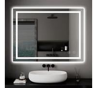 Dripex Miroir de Salle de Bain avec Éclairage 60x80cm, 30Watts Miroir LED Anti-buée, 3 Couleurs et Dimmable, Interrupteur Tactile, Antidéflagrant, Fonction Mémoire, IP44 Étanchéité