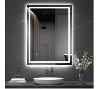 Dripex Miroir de salle de bain avec lumières LED-60X80cm-Miroir Maquillage mural-Anti-Brouillard-Horizontal/Vertical