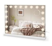 Dripex Miroir Maquillage Hollywood 18 Ampoules LED 80 x 60 cm Miroir Coiffeuse Lumineux Contrôle Tactile Luminosité Réglable sur Table & sur Mur Port Type C et USB - Blanc