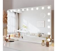 Dripex Miroir Maquillage Hollywood - 20 Ampoules LED, 3 Modes, Luminosité Réglable, Contrôle Tactile, Miroir Coiffeuse Lumineux sur Table/sur Mur 90 x 60 cm - Blanc Blanc