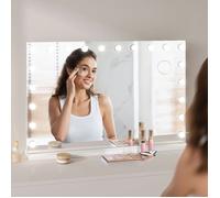 Dripex Miroir Maquillage Hollywood 20 Ampoules LED - 90 x 60 cm - Contrôle Tactile - Luminosité Réglable - sur Table & sur Mur