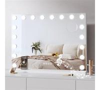 Dripex Miroir Maquillage Hollywood Bluetooth, 18 Ampoules LED 80 x 60 cm, Miroir Coiffeuse Lumineux Contrôle Tactile, Luminosité Réglable, sur Table & sur Mur, Port USB et Type-C - Blanc Blanc