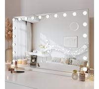 Dripex Miroir Maquillage Hollywood Bluetooth 90 x 60 cm, Miroir Coiffeuse Lumineux 20 Ampoules LED Contrôle Tactile Luminosité Réglable sur Table & sur Mur - Blanc