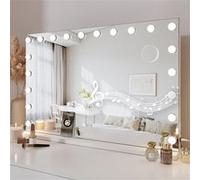 Dripex Miroir Maquillage Hollywood Bluetooth 90 x 60 cm, Miroir Coiffeuse Lumineux 20 Ampoules LED Contrôle Tactile Luminosité Réglable sur Table & sur Mur - Blanc Blanc