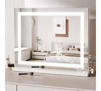 Dripex Miroir Maquillage Lumineux 58 x 48cm, Miroir Hollywood LED Bluetooth avec Contrôle Tactile, 3 Modes Luminosité, pour Table et Mur, Type C et USB - Blanc Blanc