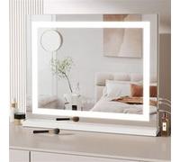 Dripex Miroir Maquillage Lumineux 58 x 48cm, Miroir LED Miroir Coiffeuse, Contrôle Tactile, 3 Modes, Luminosité Réglable, Miroir de Table et de Mur - Blanc Blanc