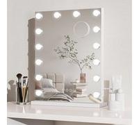 Dripex Miroir Maquillage Lumineux Hollywood - 14 Ampoules LED, Miroir Coiffeuse avec Contrôle Tactile, 3 Modes Luminosité Réglable 40 x 52 cm - Blanc Blanc