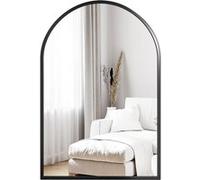 Miroir Mural Arqué 60×90cm, Grand Miroir de Maquillage avec Cadre en Alliage d'Aluminium pour Entrée Chambre Salon Salle de Bain Noir