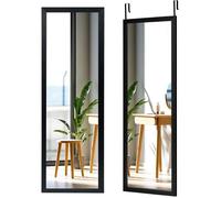 DRIPEX Miroir Porte Suspendu Rectangulaire 110×33×1.5cm,Miroir avec Crochets de Suspension,Hauteur Réglable,Noir