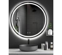 Miroir Rond Salle de Bain avec Eclairage 70cm, Miroir Mural avec Anti-buée, 3 Couleurs Lumière, Dimmable, Fonction Mémoire, HD Verre Trempé, Capteur
