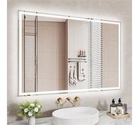Dripex Miroir Salle de Bain 70x120cm avec éclairage, Miroir Lumieux Mural Dimmable avec 3 Couleurs Lumineuses, Fonction Mémoire, Interrupteur Tactile