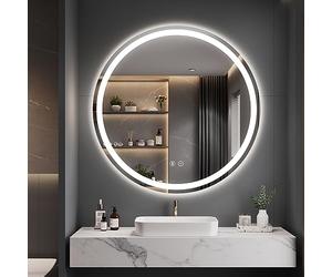 Dripex Miroir Salle de Bain Anti-buée 50cm, Miroir LED Rond avec Haut-Parleur Bluetooth, 3 Couleurs, Dimmable, Interrupteur Tactile