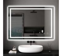 Miroir Salle de Bain avec Eclairage 30Watts, Miroir LED Salle de Bain Anti-buée, Dimmable&3 Couleurs, Interrupteur Tactile, Antidéflagrant,