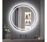 Miroir Salle de Bain avec Eclairage 50cm, Miroir LED Rond avec Anti-buée, 3 Couleurs Lumière, Dimmable, Fonction Mémoire, HD Verre Trempé, Capteur