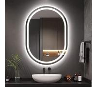 Dripex Miroir Salle de Bain avec Éclairage 50x70cm, Miroir Mural Ovale LED d'Anti-Buée, Dimmable à 3 Couleurs de Lumière, Miroir de Maquillage Réglable avec Éclairage (Dimmable + 3 Couleurs)
