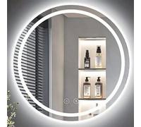 Dripex Miroir Salle de Bain avec Eclairage 60cm, Miroir LED Rond avec Anti-buée, 3 Couleurs Lumière, Dimmable, Fonction Mémoire, HD Verre Trempé, Capteur Tactile, IP44