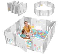 Dripex Parc Bebe Modulable et Pliable 150x150cm, Parcs Enfant avec Porte et Panneau d'Activité, Grande Espace de Jeu Intérieur/Extérieur, Facile à Assembler, Gris（14 Panneaux）