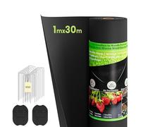 Dripex Toile de Paillage avec 50pcs de Piquets Contre Les Mauvais Herbes, Géotextile Non Tissé 1mx30m Toile de Paillage, 100g/m² Anti-Mauvaises Herbes, Perméable à l'eau, Résiste Rayons UV