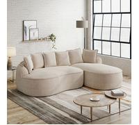 DRIPRX Canapé modulaire 3 places forme en L avec méridienne droite et 6 coussins,Canapé Cloud en tissu chenille,L252cm,Beige