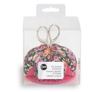 Dritz Ciseaux Noir/rose Coussin à épingles à fleurs