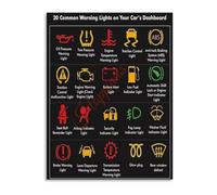 Driver Education Poster Dashboard Lights Decor | Glow plug diesel exhaust fluid DEF low washer fluid door ajar seat belt reminder(Unframed,16x24inch(40x60cm))