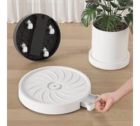 Drivstraw Pot de fleurs rond avec roulettes pivotantes pour intérieur/extérieur, 38 cm de diamètre extérieur, plateau à roulettes en polypropylène avec évacuation de l'eau et boîte de rangement, gris